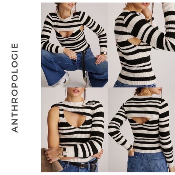 Anthropologie MAEVE Striped Shrug Set Pullover Tank & Shrug - Picture 2 of 3